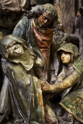 Altar piece, central panel, (detail) the swoon of the Virgin